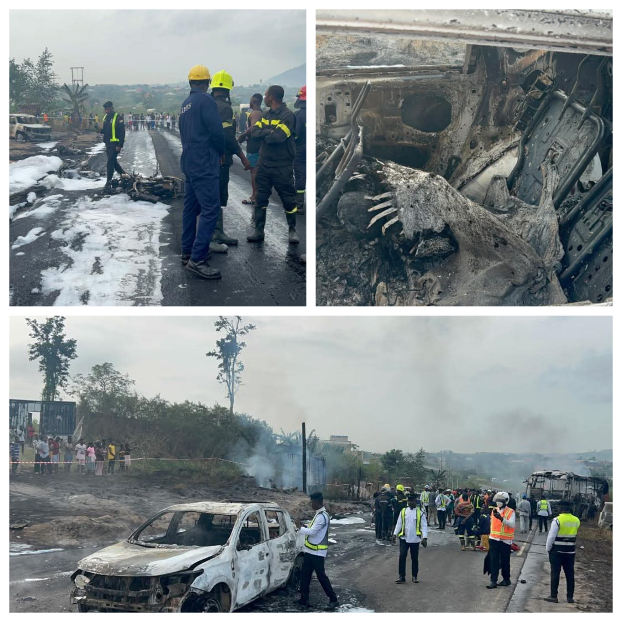 Inferno on Highway as Fuel Tanker Explodes at Ntoaso,Accra-Nsawam Road 