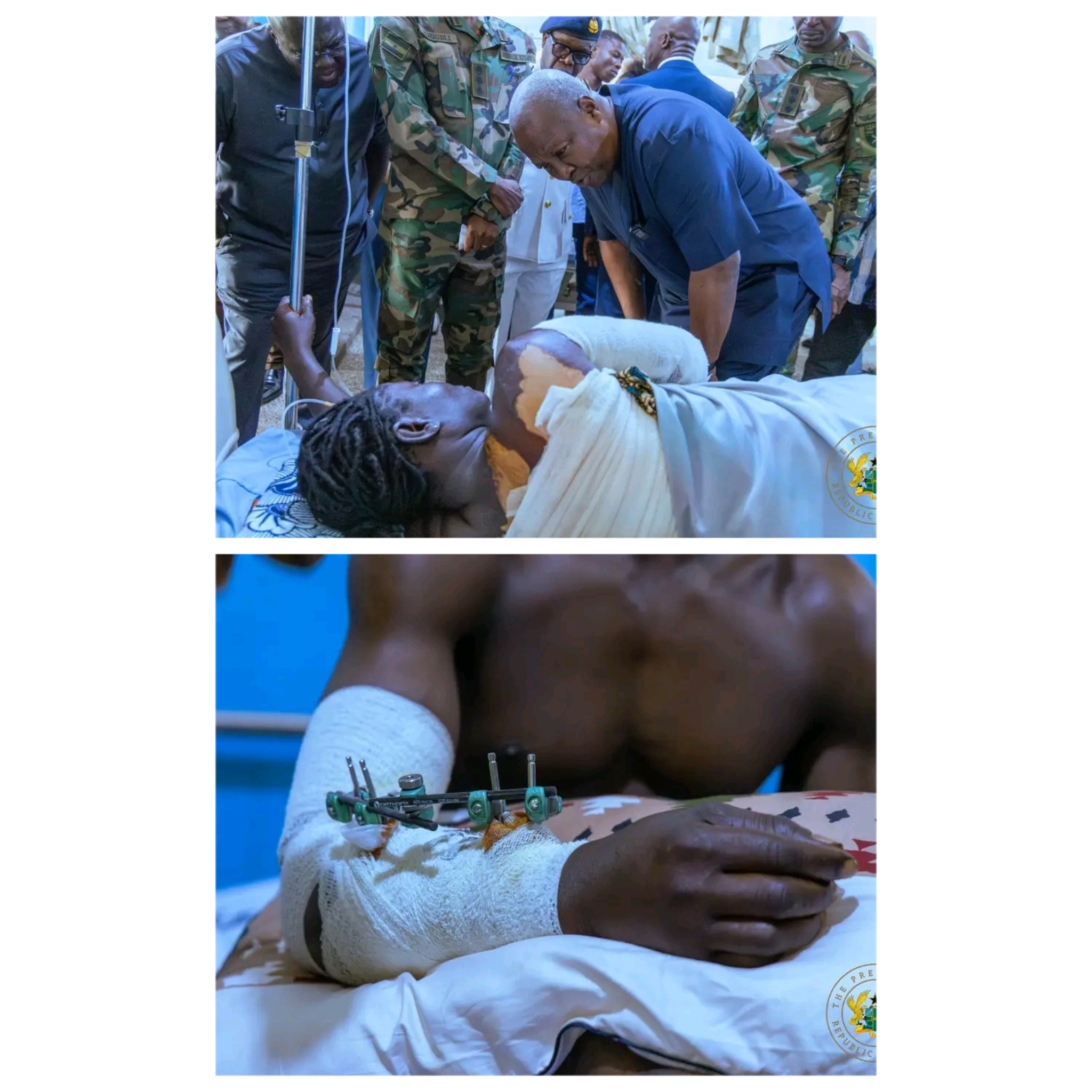 Mahama Visits Survivors of Burkina Faso Terror Attack at 37 Military Hospital