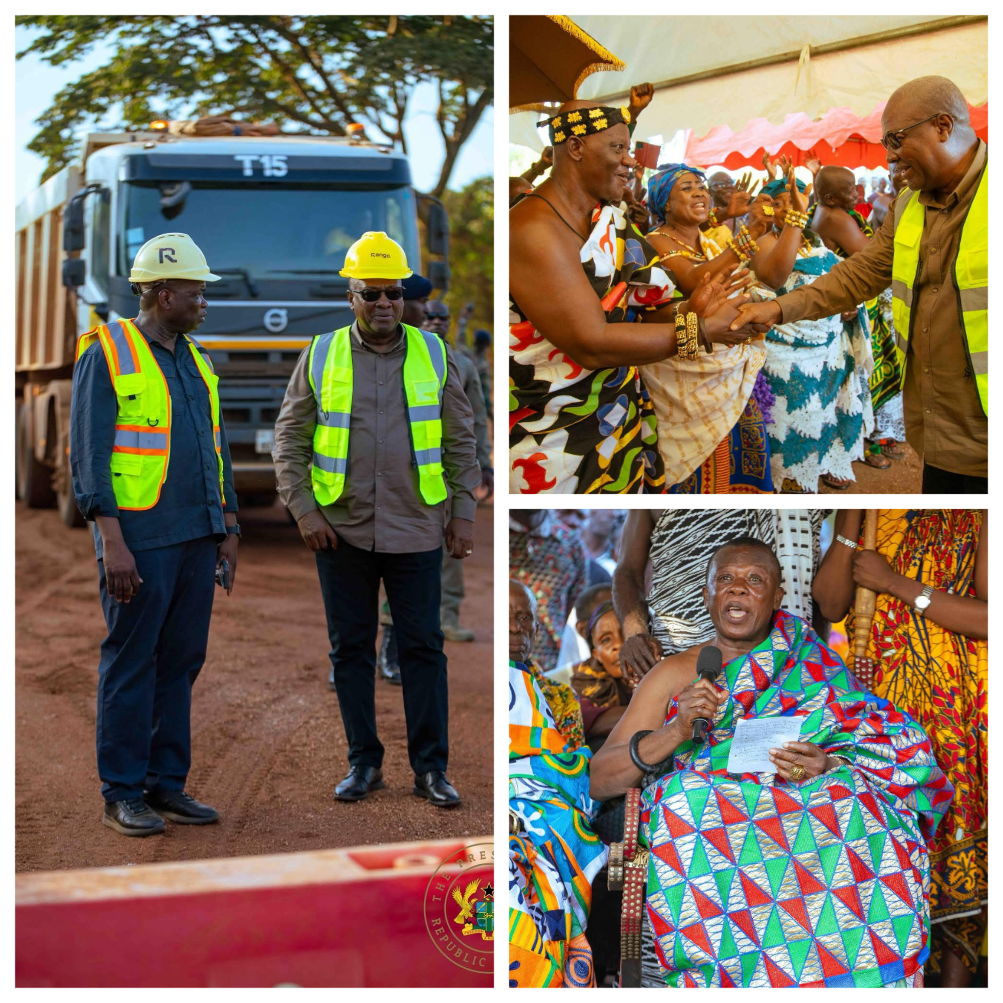 Mahama Inspects Jinijini–Sampa Road, Reaffirms Commitment to Infrastructure and Economic Recovery