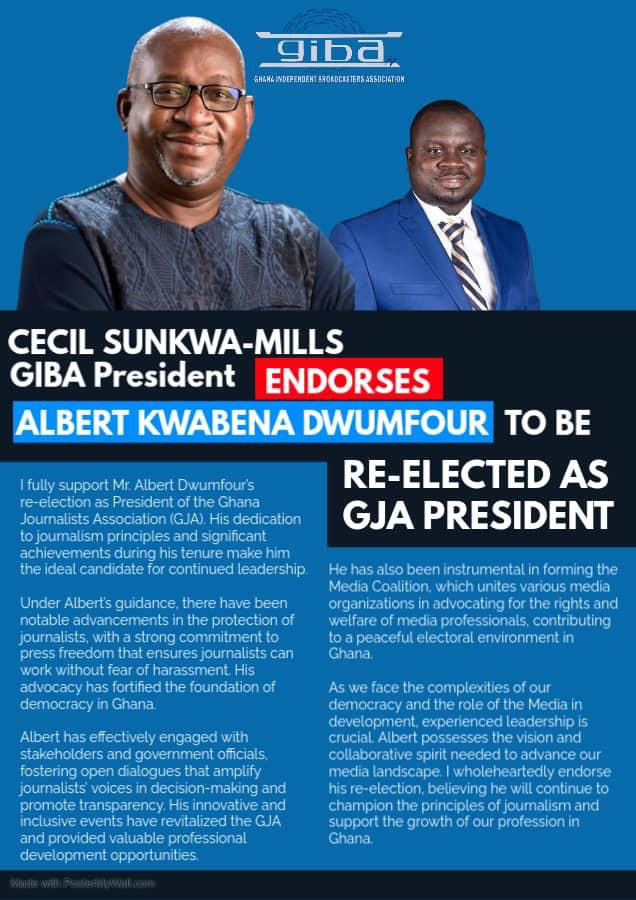 GIBA President Endorses Albert Kwabena Dwumfour for Re-Election as GJA President WA